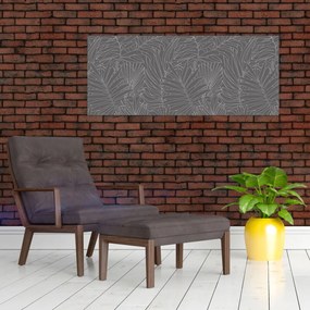 Obraz - Šedé palmové listy (120x50 cm)