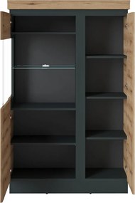 Nízká vitrína Corte, dub coast/tmavo šedá