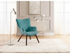 Tyrkysové menčestrové kreslo s podnožkou Niko – Ropez