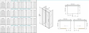 Mexen OMEGA 3-stenný sprchovací kút 150x90cm, 8mm sklo, chrómový profil-číre sklo, 825-150-090-03-00