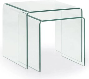 Sklenené konferenčné stolíky v súprave 2 ks 50x50 cm Burano – Kave Home