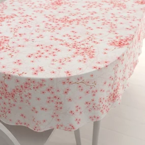 Biante Bavlnený oválny obrus Sandra SA-633 Ružové čerešňové kvety na bielom 80x120 cm