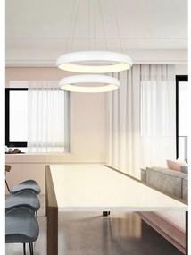 Biele LED stmievateľné závesné svietidlo s kovovým tienidlom ø 46 cm Cardona – Trio