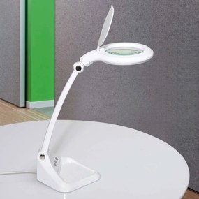 LED lampa s lupou MAULiris, stmievateľná, biela