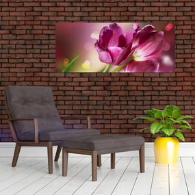 Obraz ružových tulipánov (120x50 cm)