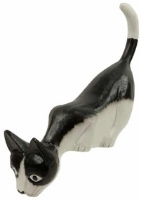 Soška zvedavá mačka - 2 farby, 2 veľkosti menší - černo-bílá