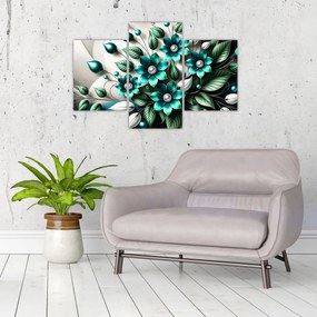 Obraz - 3D tyrkysové kvety (90x60 cm)