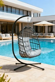 Skládací závěsné houpací křeslo Houseland Chloe černé