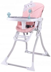 Detská jedálenská stolička Teddy bielo-ružová