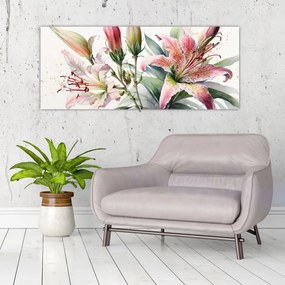 Obraz - Ľalia, ilustrácie (120x50 cm)