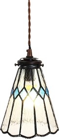 Závesná Tiffany lampa modré detaily BlueRhom - Ø 15*115 cm E14/max 1*25W