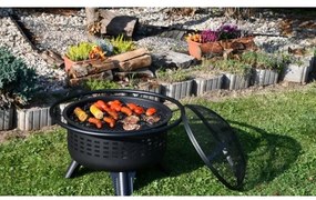 Prenosné ohnisko na drevo s roštom čierna