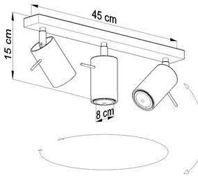 Sivé stropné svietidlo Sollux Etna, dĺžka 45 cm