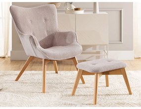 Svetloružové menčestrové kreslo s podnožkou Niko – Ropez