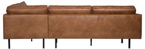 Hnedá rohová pohovka z imitácie kože (pravý roh/do L) Rodeo – WOOOD