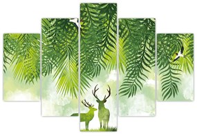 Obraz - Jelene v lese (150x105 cm)