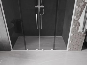 Mexen Velar L Duo, posuvné sprchové dvere do otvoru 200 cm, 8mm šedé sklo, biela matná, 871-200-003-42-20