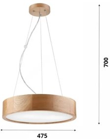 Luster na lanku OAK 3xE27/60W/230V dub ø 47,5 cm
