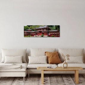 Obraz - čínska architektúra (s hodinami) (90x30 cm)