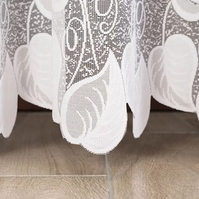 Biela žakarová záclona ROSA so vzorom kvetín  - šité na mieru