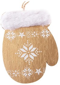 Súprava 2 závesných drevených ozdôb v tvare rukavice Dakls, výška 10,7 cm