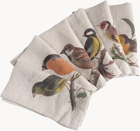 Ľanové obrúsky Small Birds, 6 ks