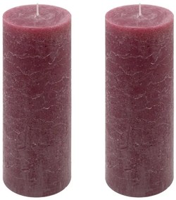 Bordó parafínová sviečka rustikálna 20 cm, 90 h, sada 2 ks