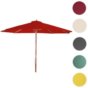 Slnečník Florida Ø 3m - polyester/drevo - červená