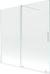 Mexen Velar, 2-krídlová posuvná vaňová zástena 160 x 150 cm, 8mm číre sklo, biely profil, 896-160-000-01-20