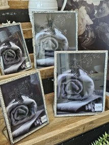 Strieborný kovový fotorámik s kamienkami Jewel - 15*20 cm