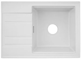 Gamma Modern 6040, 1-komorový granitový drez 580x420x185 mm s krátkym odkvapkávačom, biela, GMA-ZM-6040-WH
