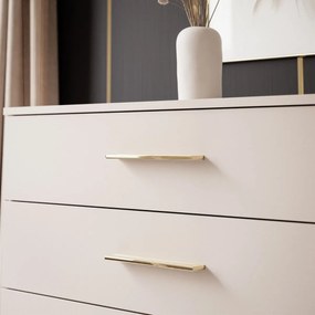 KOMODA MARION III KAŠMÍR ZLATÉ ÚCHYTKY LED 140 cm