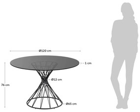 Čierny okrúhly jedálenský stôl so sklenenou doskou ø 120 cm Niut – Kave Home