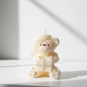 Parafínová sviečka TEDDY 15 cm krémová