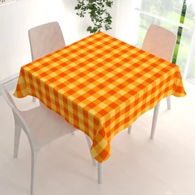 Biante Bavlnený štvorcový obrus Olivia OL-003 Oranžovo-žltá kocka veľká 110x110 cm