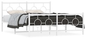 Kovový rám postele s čelom a podnožkou biely 160x200 cm 376296