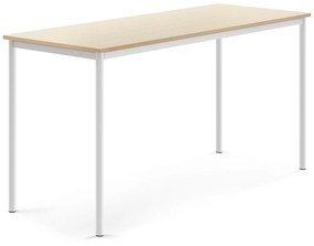 Stôl SONITUS, 1800x700x900 mm, HPL - breza, biela