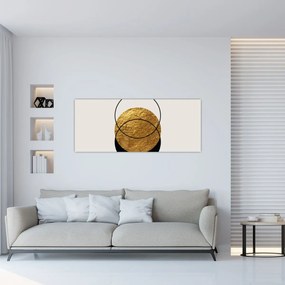 Obraz - Abstrakcia zlatá a biela N⁰2 (120x50 cm)
