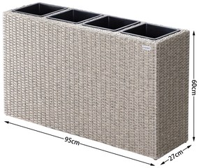 InternetovaZahrada Kvetináč 95 x 27 x 60cm krémový - 4 nádoby