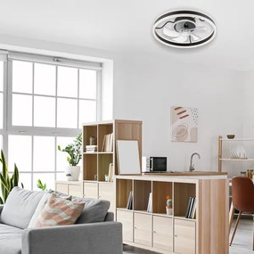 LED Stropné svietidlo s ventilátorom APOLLO LED/38W/230V čierna + DO