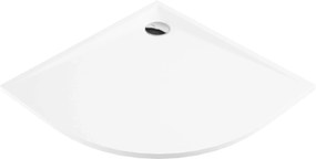 Deante Kerria Plus, štvrťkruhová akrylátová sprchová vanička 90x90x3 cm, hĺbka 1,5cm, technológia Solid, biela, KTS_053B