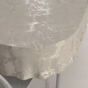 Biante Veľký zamatový oválny obrus Isabela IBL-018 Zlatý/dymový mramor na púdrovo béžovom 240x300 cm