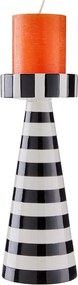 STRIPES Svietnik na stĺpovú sviečku 25 cm - čierna/biela