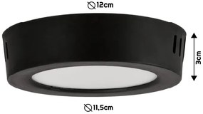 BERGE Okrúhly LED panel čierny - prisadený - 6W - PC - neutrálna biela