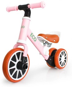 Detské odrážadlo s pedálmi 2v1 EcoToys ružové