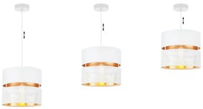 Závesné svietidlo Asti, 1x PVC/biele textilné tienidlo, (fi 20cm), g, w