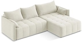 Béžová rozkladacia/s úložným priestorom rohová pohovka (pravý roh/s leňoškou) Moku – Makamii