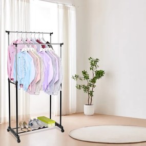 Vešiakový stojan na kolieskach WALERIA čierny