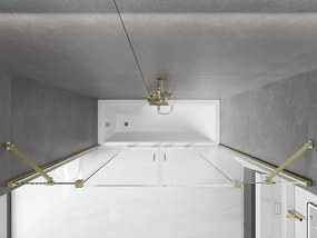 Mexen Velar Duo, 2-krídlová posuvná vaňová zástena 200 x 150 cm, 8mm číre sklo, zlatý matný profil, 896-200-000-02-55