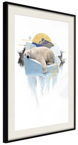 Artgeist Plagát - Polar Bear [Poster] Veľkosť: 40x60, Verzia: Čierny rám s passe-partout
